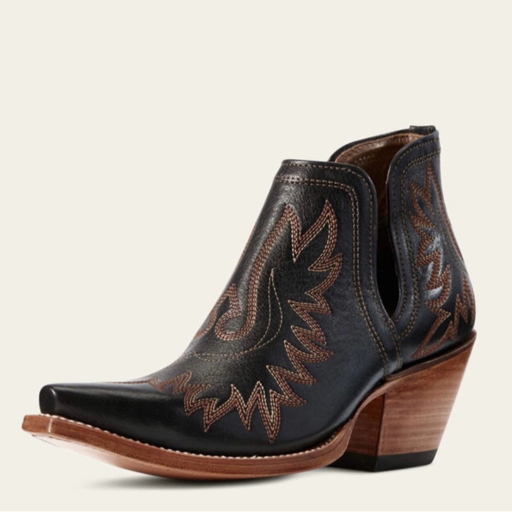 Ariat Black and Brown Western Ankle Booties
